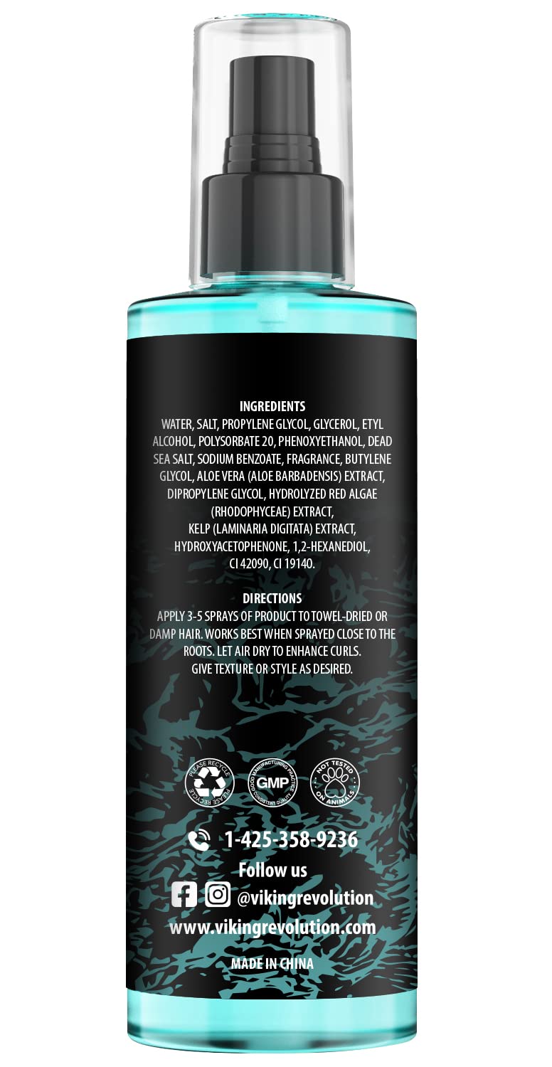 Viking Revolution - Sea Salt Spray Hair Men - 240ml - Texturizing Spray with Kelp, Aloe Vera & Red Algae Extract - Hairspray to Add Volume & Texture - Beach Hair Spray - Gifts For Men