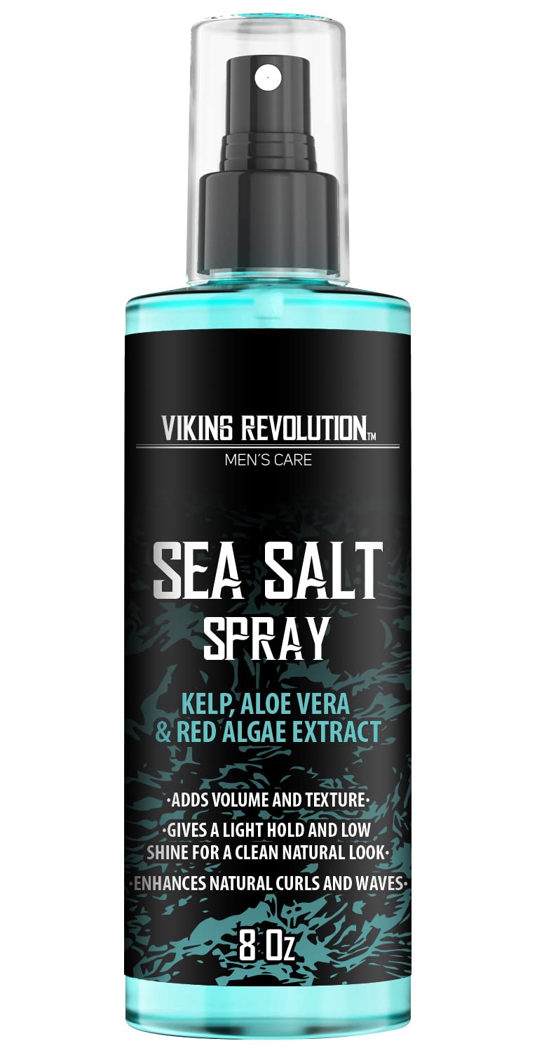 Viking Revolution - Sea Salt Spray Hair Men - 240ml - Texturizing Spray with Kelp, Aloe Vera & Red Algae Extract - Hairspray to Add Volume & Texture - Beach Hair Spray - Gifts For Men