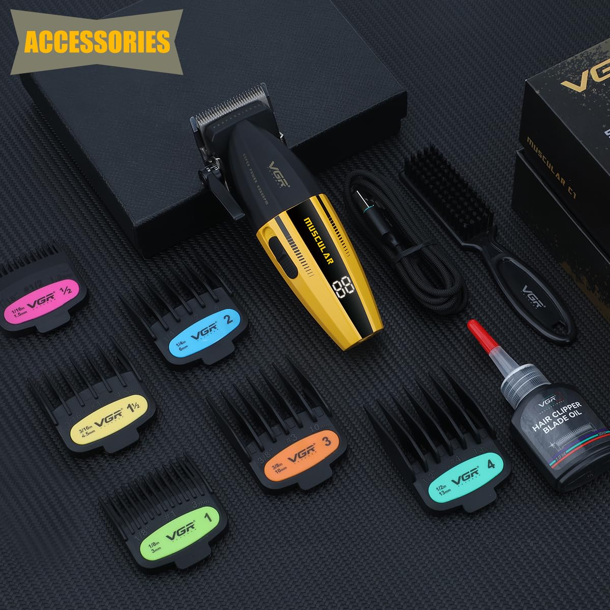VGR 285 Fresh Fade Hair Clippers for Men, 9000RPM Professional Barber Clippers for Hair Cutting, Cordless Small Hair Trimmer Lightweight Versatile Barber Kit with LED Display