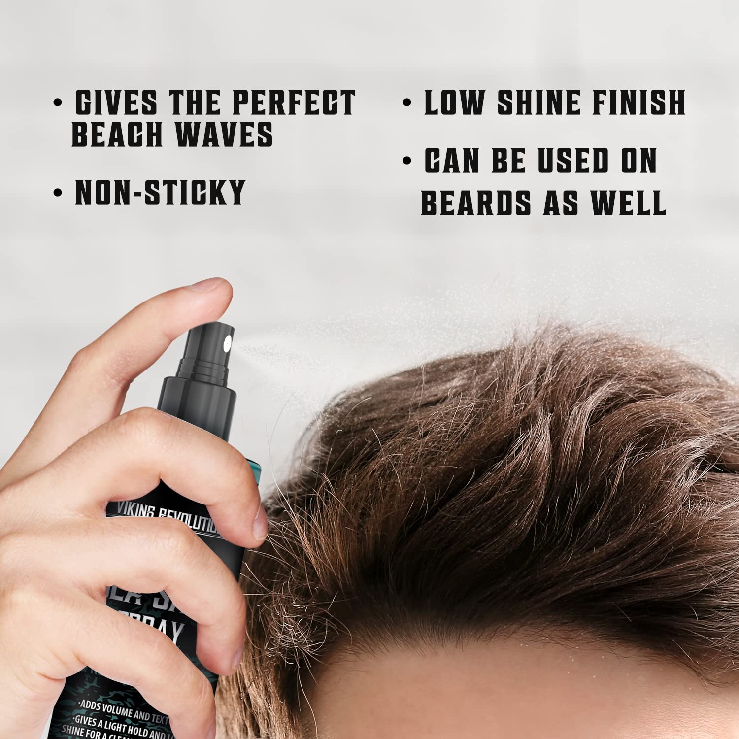 Viking Revolution - Sea Salt Spray Hair Men - 240ml - Texturizing Spray with Kelp, Aloe Vera & Red Algae Extract - Hairspray to Add Volume & Texture - Beach Hair Spray - Gifts For Men
