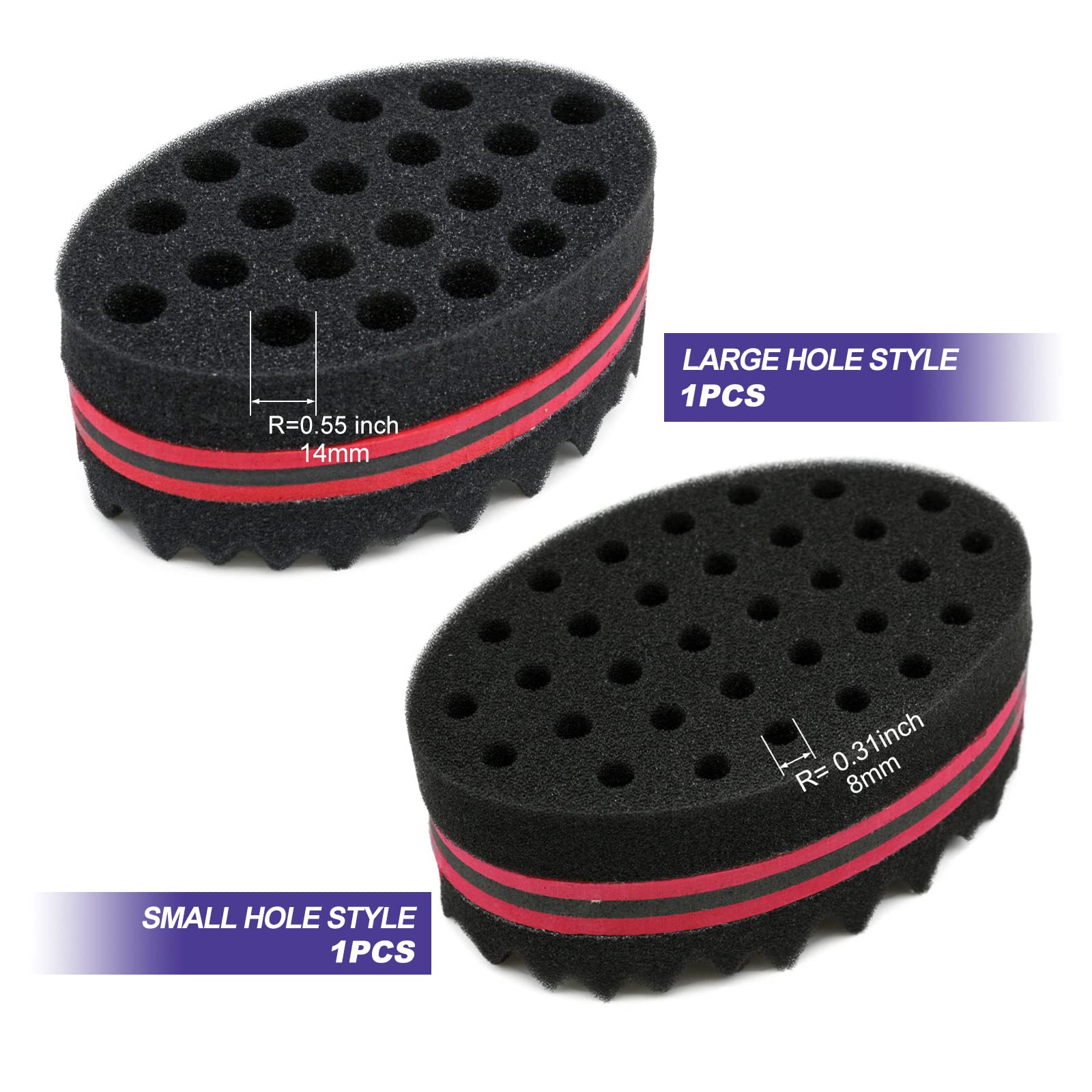 Hair Sponge Twist Brush, 2 Pcs Magic Twist Hair Sponge Men Afro Curl Brush Dread Wave Brushes for Curls Dreadlock Small & Big Holes