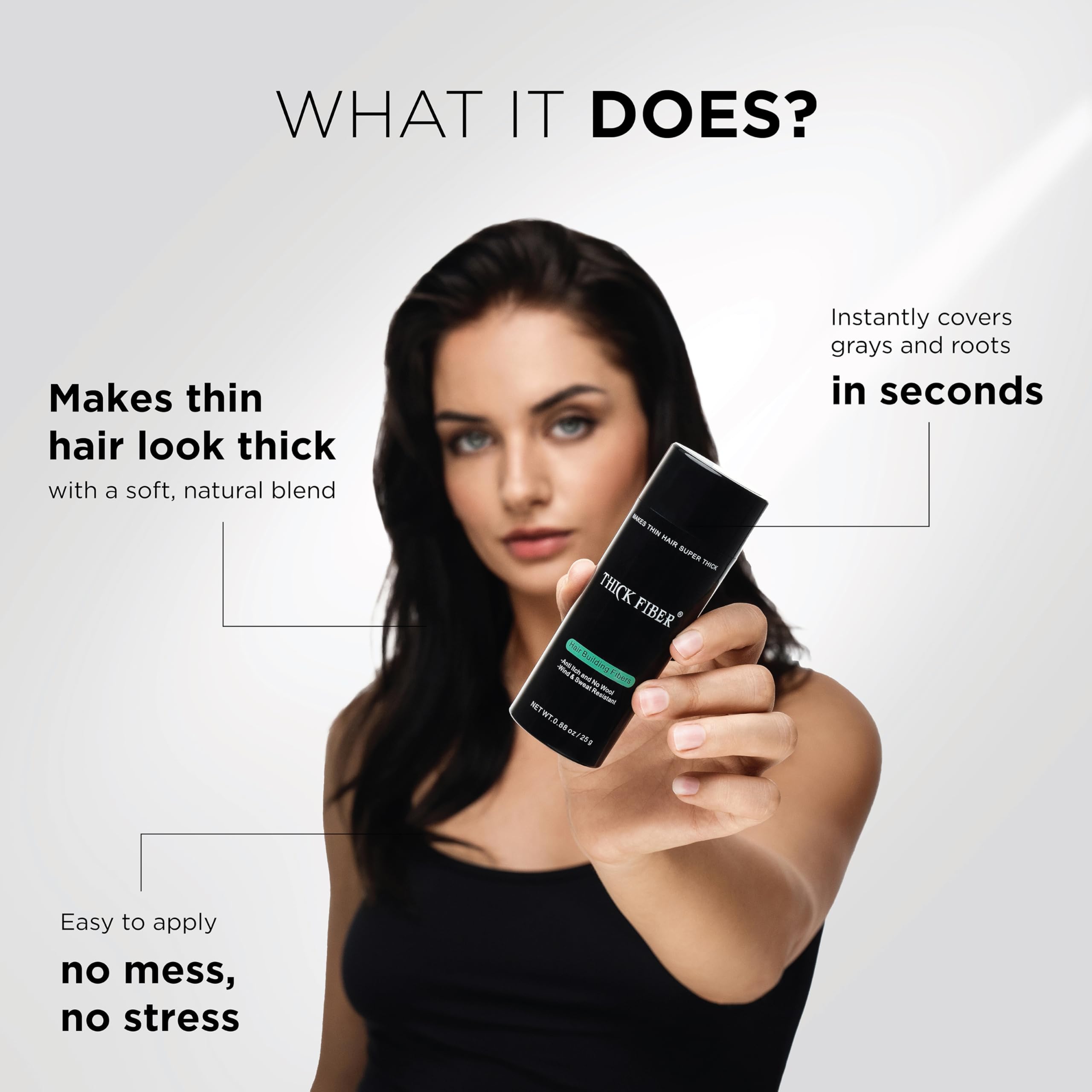 THICK FIBER Hair Fibers - Bouteille de 25 g - Dissimule la perte de cheveux en quelques secondes - Poudre capillaire pour femmes et hommes