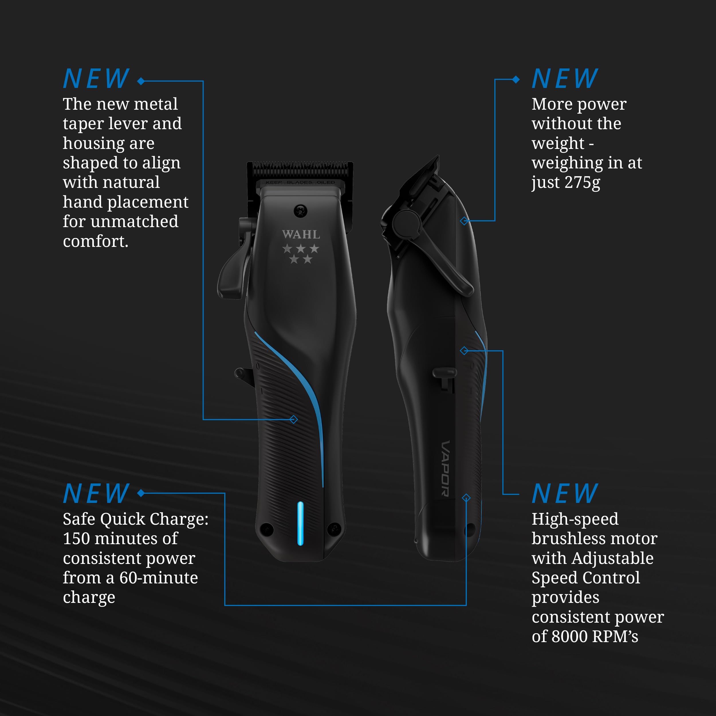 Wahl Professional 5 Star Vapor Clipper Corded and Cordless Operation F32 Adjustable Balding Blade Adaptable Speed