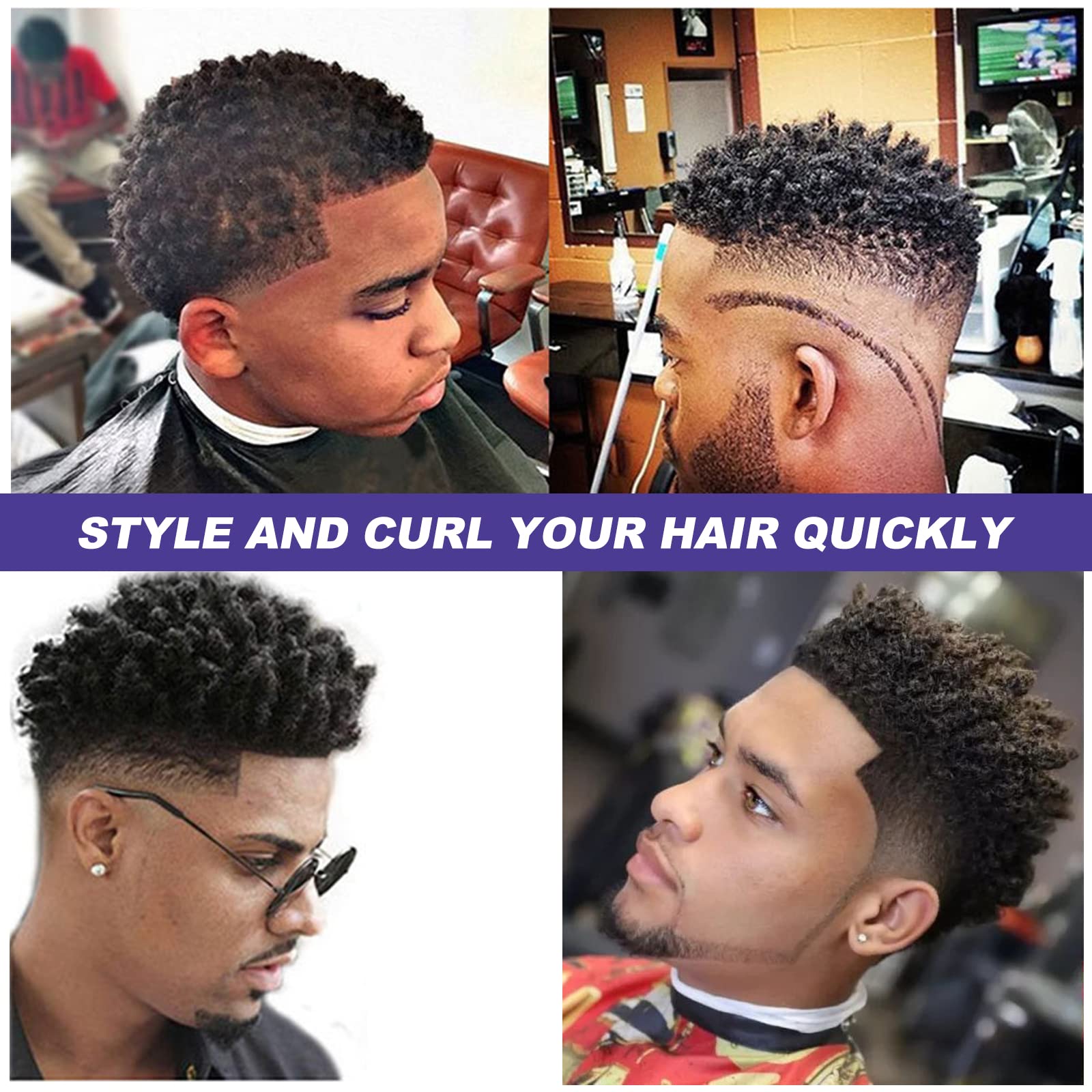 Hair Sponge Twist Brush, 2 Pcs Magic Twist Hair Sponge Men Afro Curl Brush Dread Wave Brushes for Curls Dreadlock Small & Big Holes