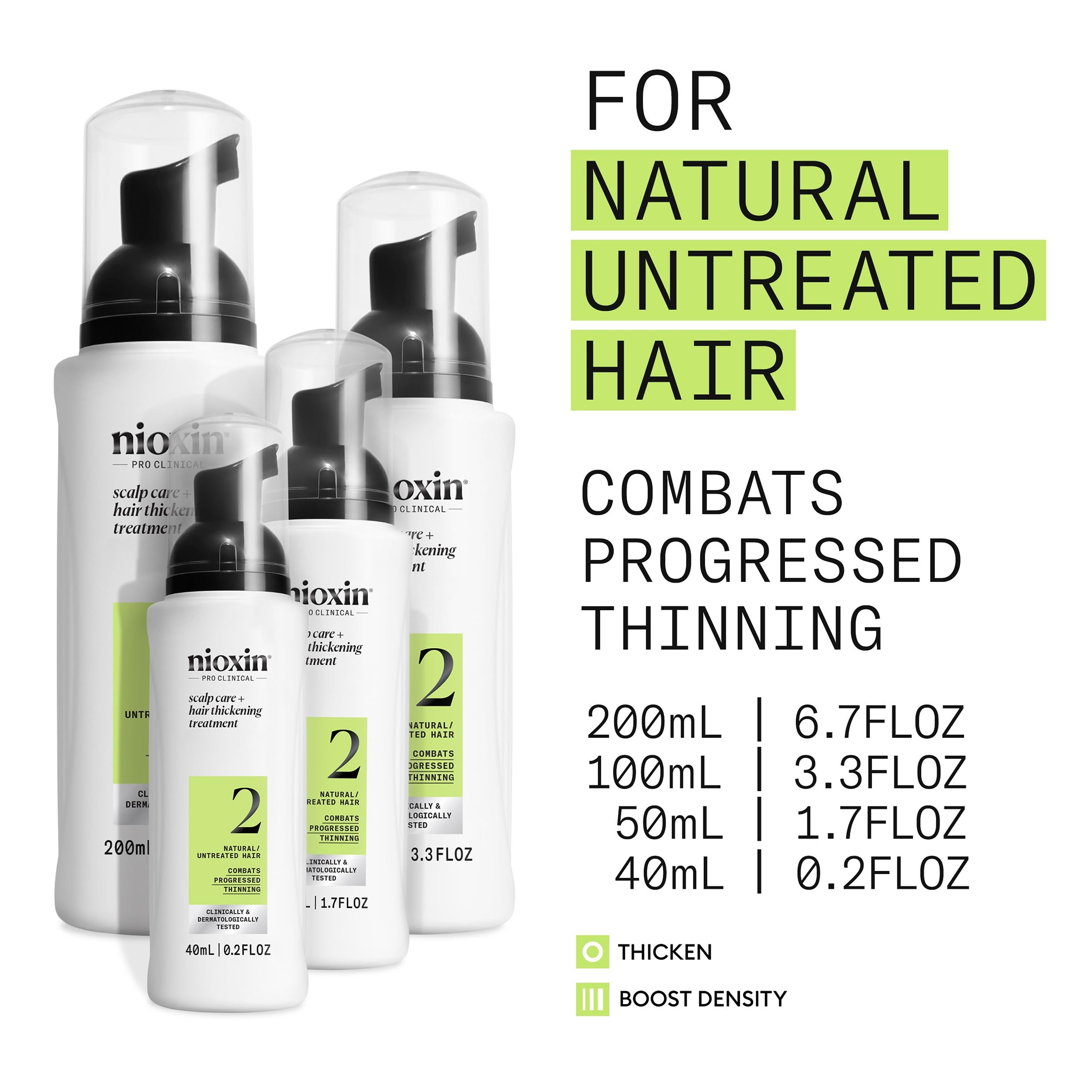 Nioxin Scalp + Hair Thickening System 2 Leave on Treatment, For Natural Hair with Progressed Thinning, 3.4 oz (Packaging May Vary)