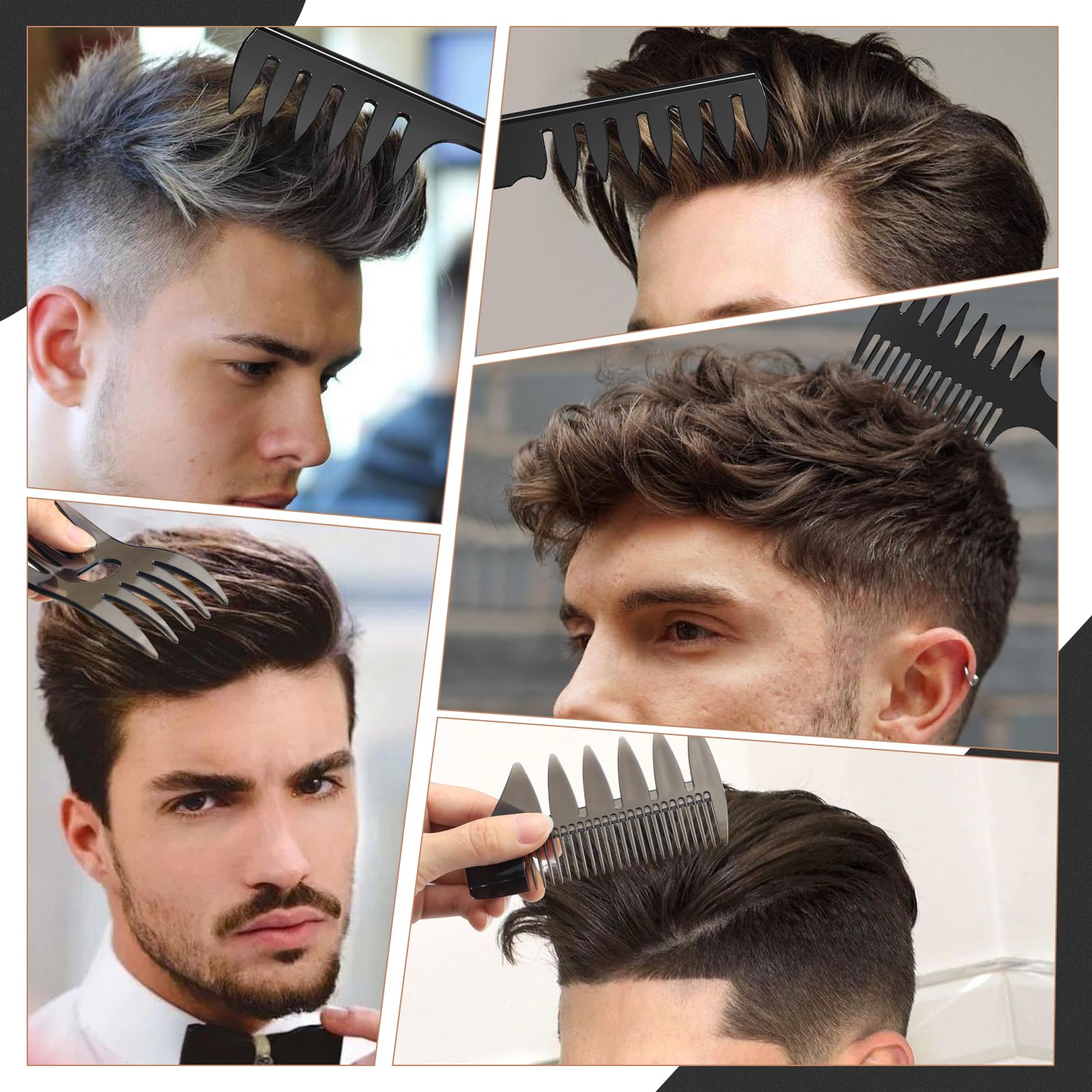 DUAIU Hair Styling Comb and Brush Set Hair Comb for Men, Professional Styling Comb Set for All Hair Types & Styles, Dry & Wet Brush Tools