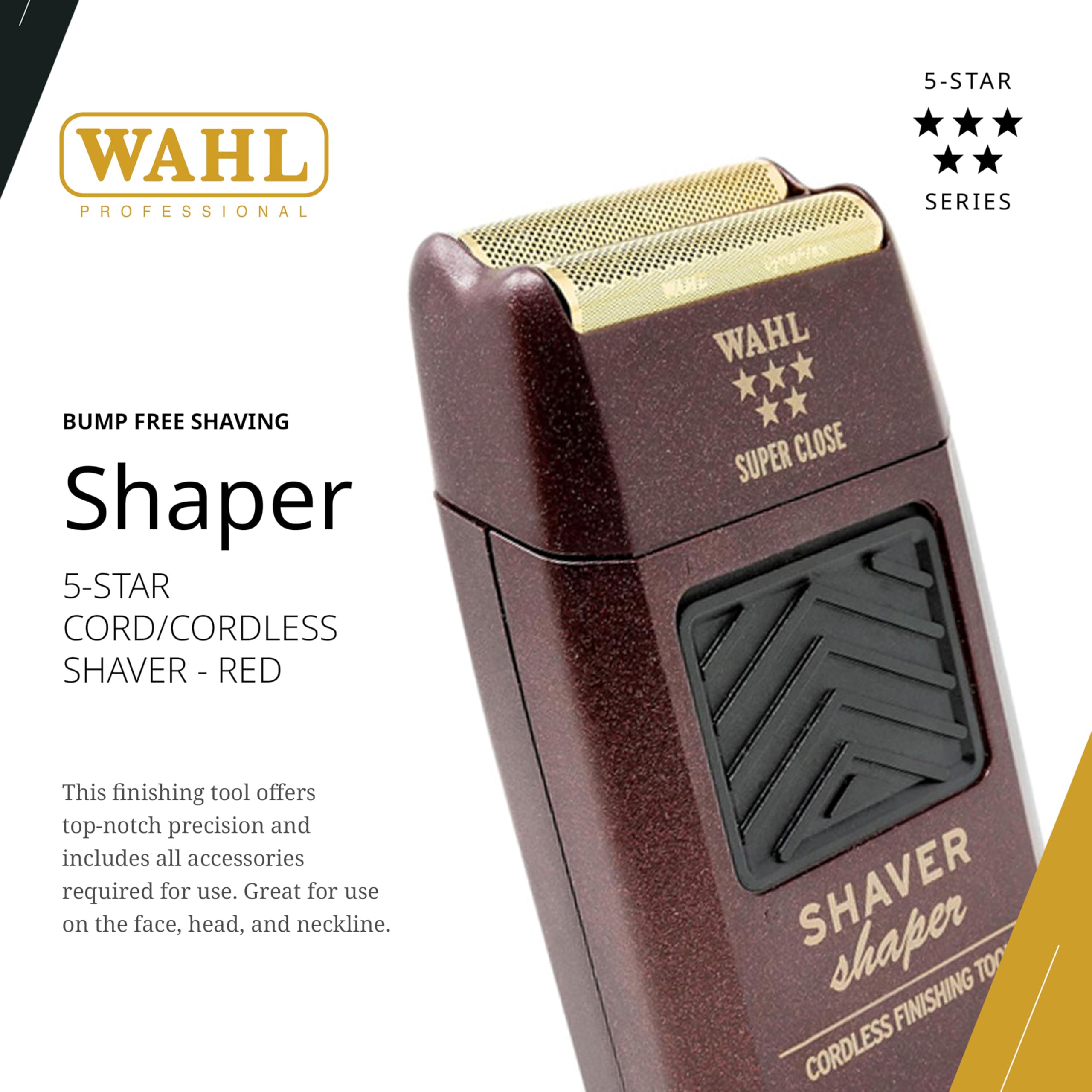 Wahl Professional 5-Star Series Rechargeable Shaver/Shaper #55602 - Up to 60 Minutes of Run Time - Bump-Free, Ultra-Close Shave