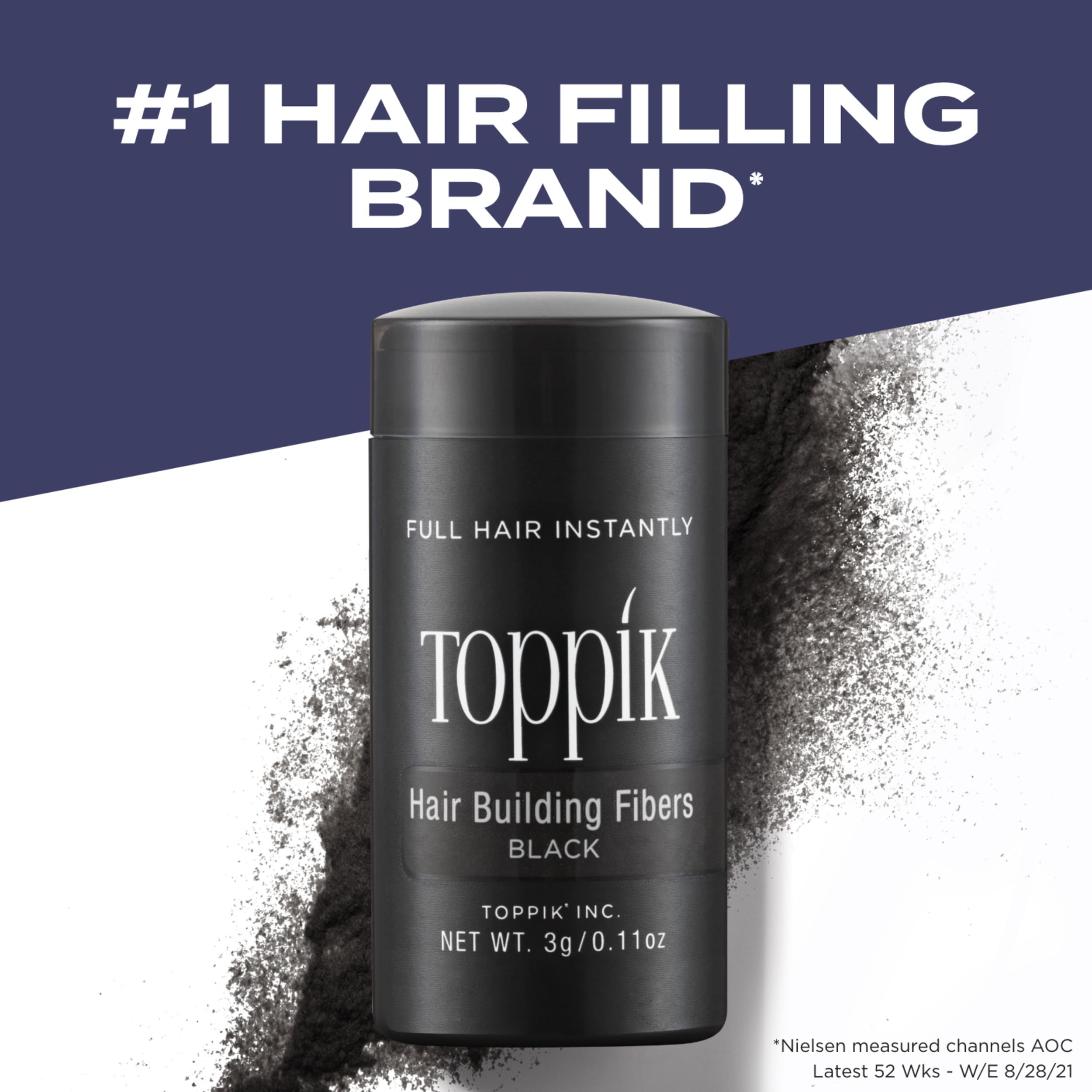TOPPIK Hair Building Fibers for Instantly Fuller Hair (BLACK), 12 g, Fill In Fine or Thinning Hair, Instantly Thicker Looking Hair, Multiple Shades for Men & Women