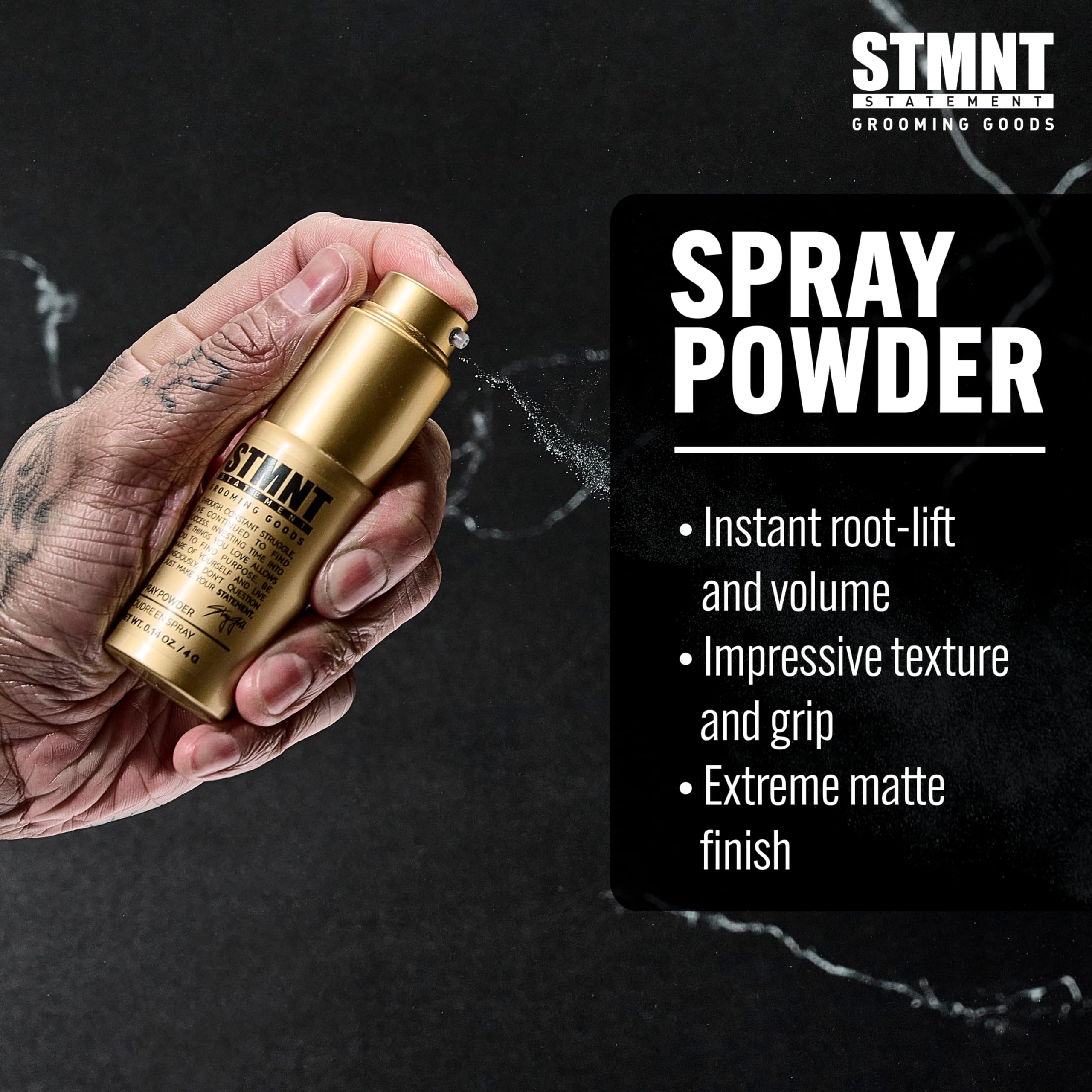 STMNT Statement Grooming Goods Spray Powder,Extra Matte Finish, Added Texture and Grip, Super Lightweight Formula, All Hair Types,4 gram