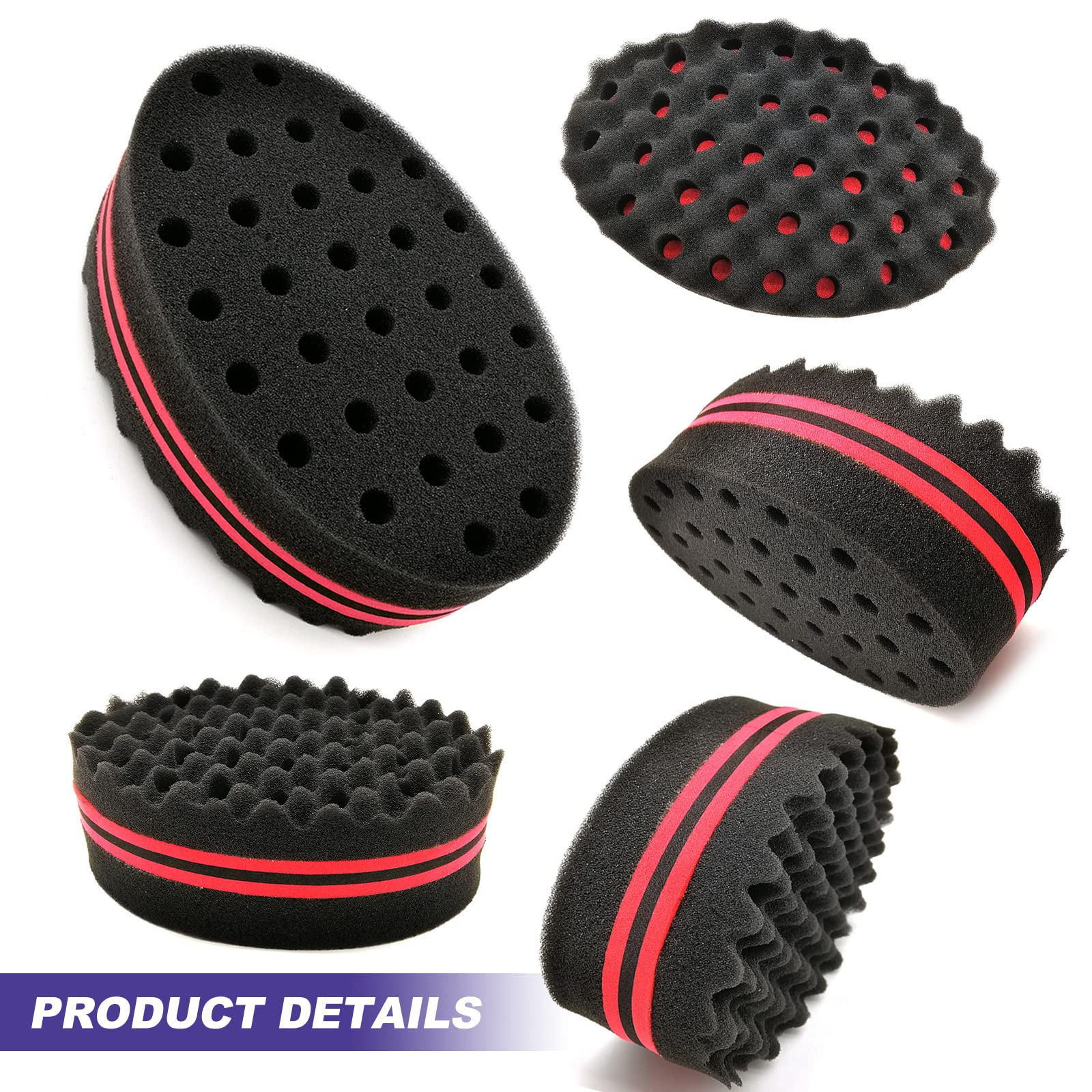 Hair Sponge Twist Brush, 2 Pcs Magic Twist Hair Sponge Men Afro Curl Brush Dread Wave Brushes for Curls Dreadlock Small & Big Holes