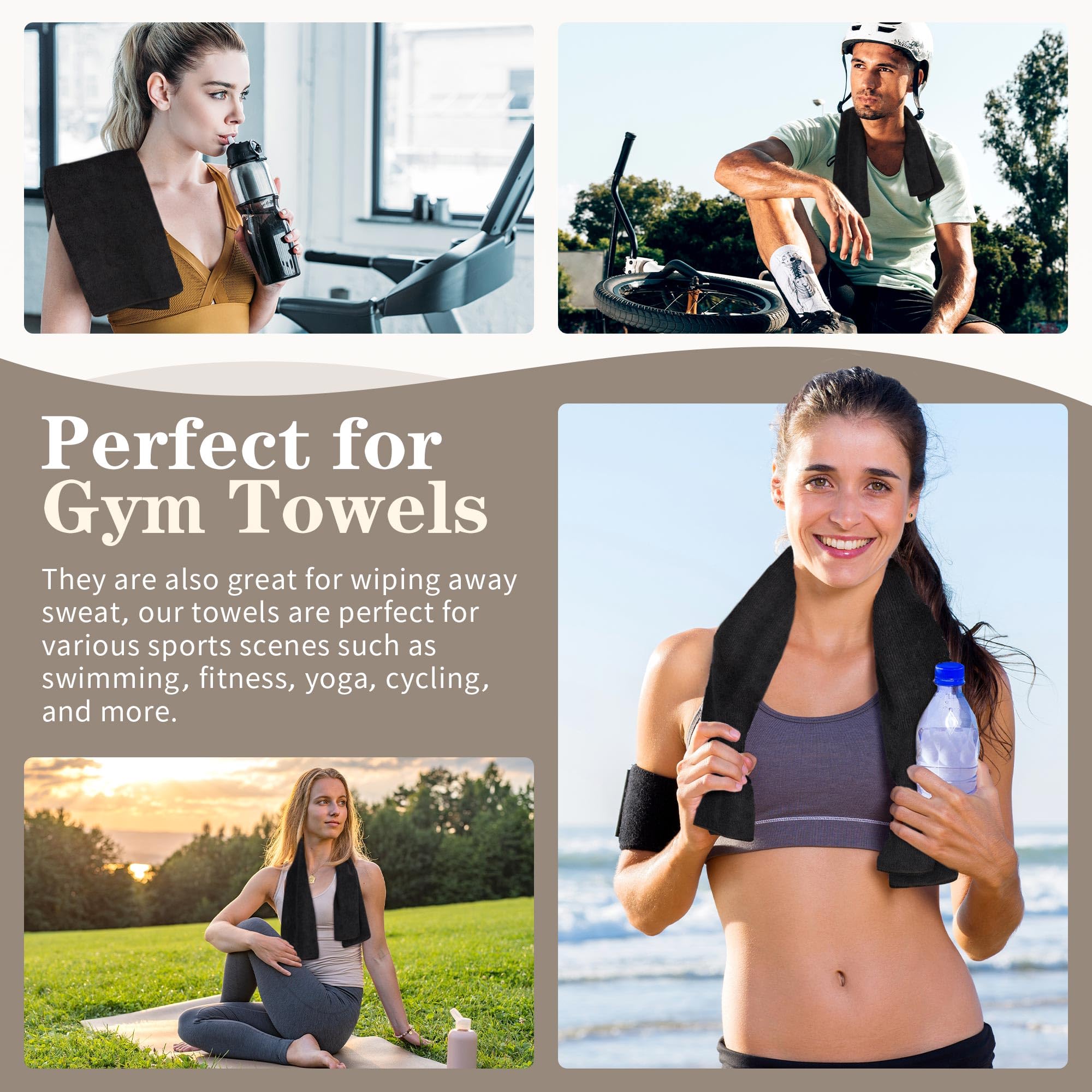 FIXSMITH Salon Towels 24 Pack, Black Hand Towels for Bathroom, Quick Dry Gym Towels, Spa Face Towel, Absorbent Microfiber Towels for Salon, Barber, Gym, Bath, Pedicure and Home Hair Care,16 x 27 in