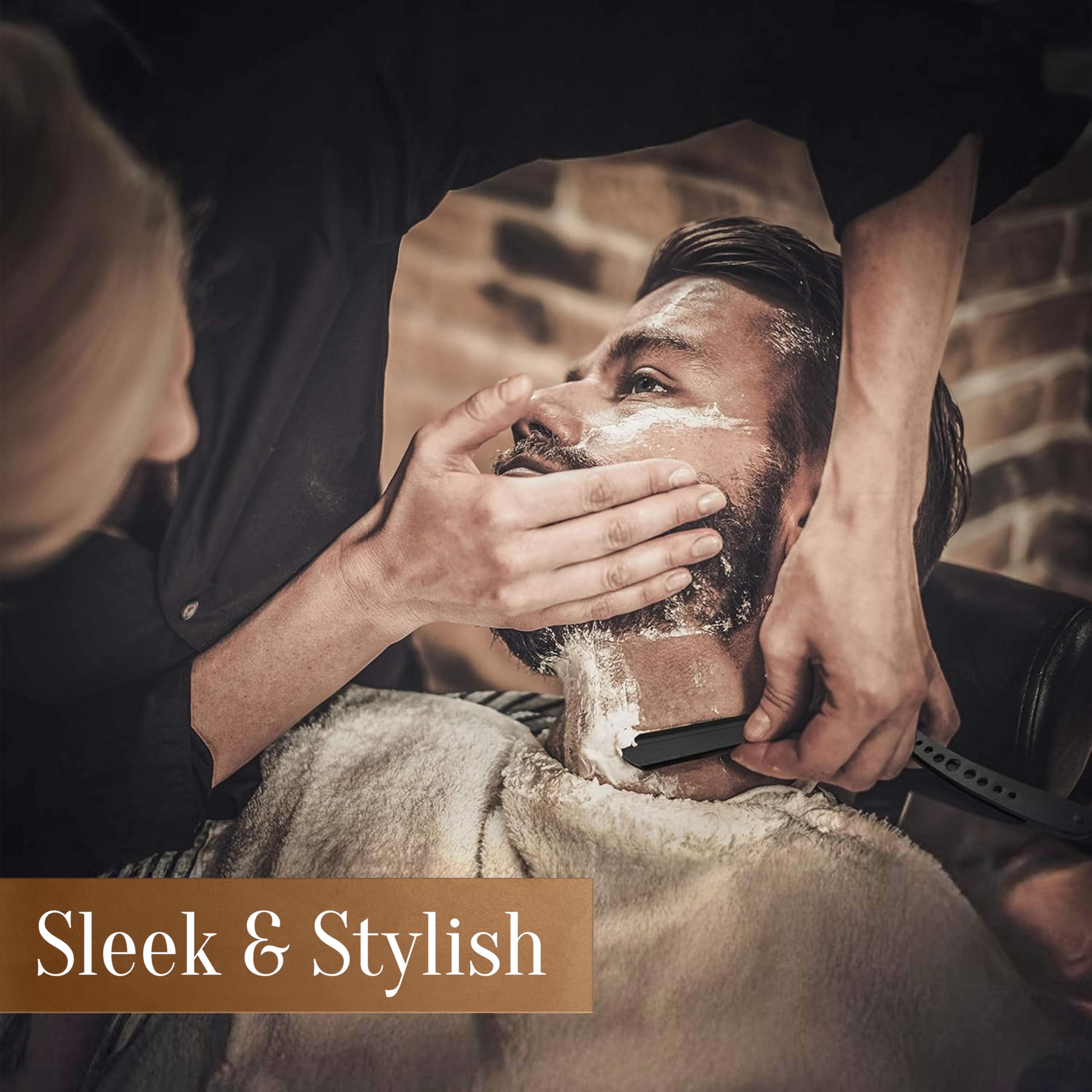 Facón Straight Razors for Men - Professional Barber Straight Edge Razor Kit with 100 Blades, Classic Stainless Steel Barbero Shaver for a Smooth & Precise Shave, Premium Barber Razor for Men's Shaving